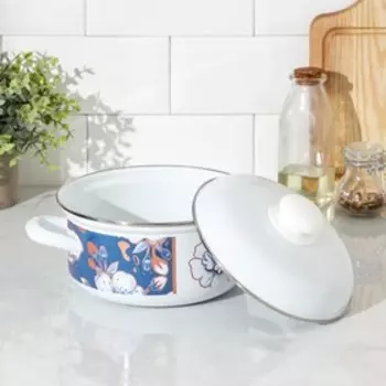 Кастрюля Доляна Flowers, 2 л, цвет белый