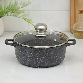 Кастрюля Доляна «Элит», 2 л, d=20 см, h=9 см, литые ручки, антипригарное покрытие, литой алюминий, чёрная