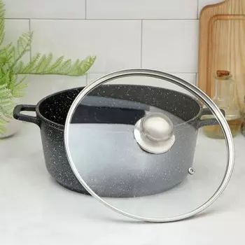 Кастрюля Доляна «Элит», 5.7 л, d=26 см, h=12 см, литые ручки, антипригарное покрытие, литой алюминий, чёрная