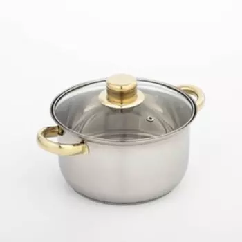 Кастрюля Доляна «Роскошь», 2.2 л, d=19 см, с крышкой, капсульное дно, нержавеющая сталь