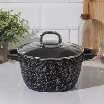 Кастрюля «Грация», 2,5 л, стеклянная крышка, антипригарное покрытие