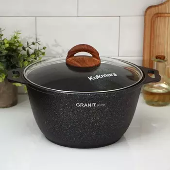Кастрюля Granit ultra, 4 л, d=24 см, h=14 см, стеклянная крышка, антипригарное покрытие