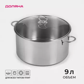 Кастрюля Доляна «Грейт», 9 л, индукция, нержавеющая сталь