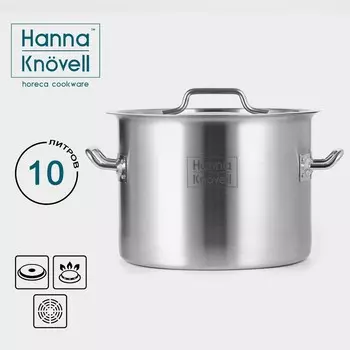 Кастрюля Hanna Knvell, 10 л, d=25 см, h=18 см, толщина стенки 0.8 мм, нержавеющая сталь
