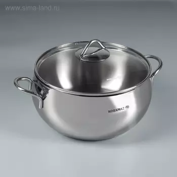 Кастрюля Korkmaz Tombik, 5,5 л, 24×12 см, стеклянная крышка