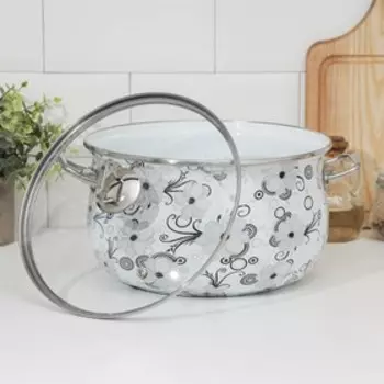 Кастрюля «Кружево», 5,7 л, стеклянная крышка