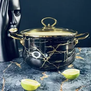 Кастрюля Lenardi «Чёрный мрамор», с крышкой, 4 л