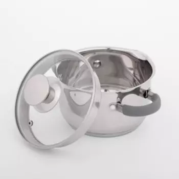 Кастрюля из нержавеющей стали Magistro Tefida, 1.7 л, крышка-дуршлаг, носик для слива, капсульное дно, индукция