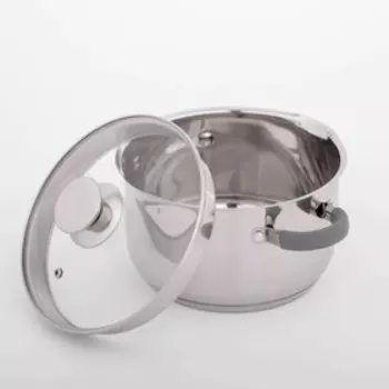 Кастрюля из нержавеющей стали Magistro Tefida, 3,5 л, AISI - 201, крышка-дуршлаг, носик для слива, капсульное дно, индукция