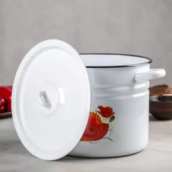 Кастрюля «Маки», 9 л, цвет белый