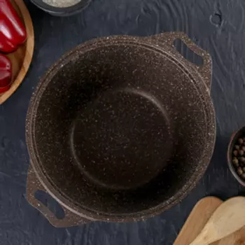 Кастрюля Marble Induction, 3 л, стеклянная крышка, антипригарное покрытие, цвет кофейный мрамор