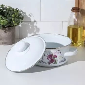 Кастрюля эмалированная «Мозаика» 1,5 л, d=15 см, индукция, цвет белый