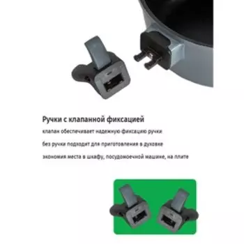 Кастрюля Olivetti SC624D, с крышкой, алюминий, 4 л, цвет чёрный-серый