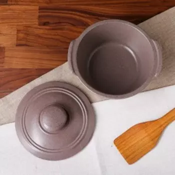 Кастрюля с ручками "Гранит", серая, красная глина, 1.2 л