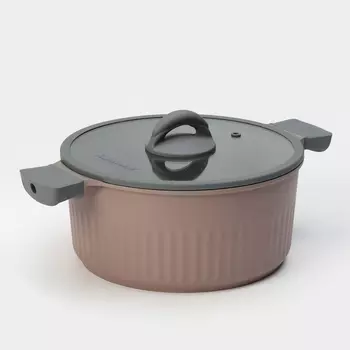 Кастрюля KUKMARA Stella, 4.2 л, d=25.5 см, h=12 см, стеклянная крышка, антипригарное покрытие, литой алюминий