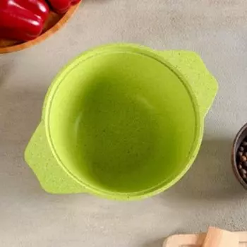 Кастрюля алюминиевая Trendy style, 1 л, d=16 см, h= 9 см, антипригарное покрытие, стеклянная крышка, цвет зелёный