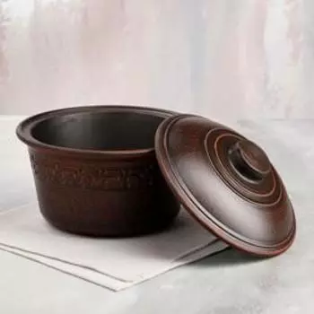 Кастрюля "Узорная", без ручек, декор, красная глина, 2 л, микс, 1 сорт