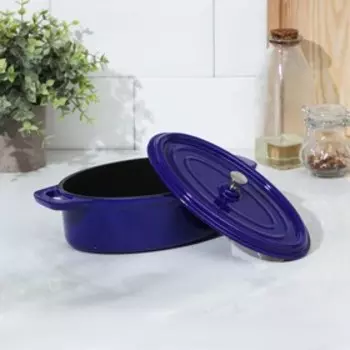 Кастрюля чугунная Volcano, 1 л, 26,513,59,5 см, для подачи, цвет синий