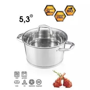 Кастрюля Winner Florence, 5.3, d=24 см, с крышкой