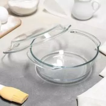 Кастрюля для запекания Доляна «Фуэго», 1 л, 20.7188 см, жаропрочное стекло, с крышкой