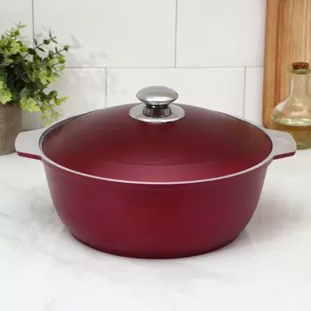 Кастрюля-жаровня, 4 л, с крышкой, цвет бордовый