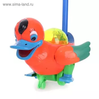 Каталка на палке «Уточка», световые и звуковые эффекты, МИКС