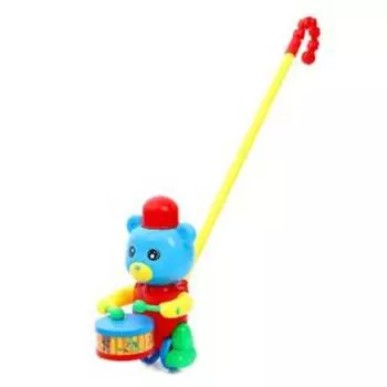 Каталка на палочке «Медведь-барабанщик», цвета МИКС