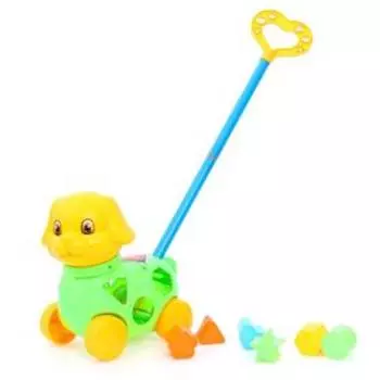 Каталка на палочке «Собачка», с сортером, цвета МИКС