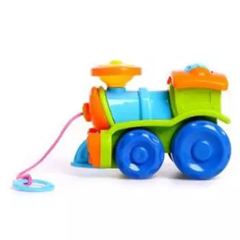 Каталка «Паровозик» на верёвочке, цвета МИКС