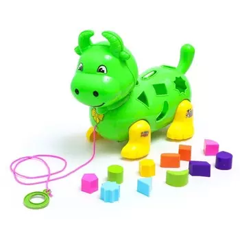 Каталка-сортер на верёвке «Коровка», МИКС