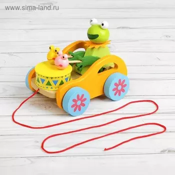 Каталка детская «Животные с барабанами», на верёвке, МИКС