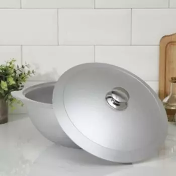 Казан, 4,5 л, алюминиевая крышка, литые ручки, цвет серебряный