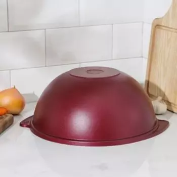 Казан, 4,5 л, алюминиевая крышка, литые ручки, декоративное покрытие, цвет бордовый