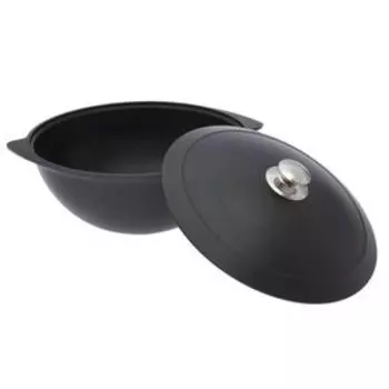 Казан, 6 л, алюминиевая крышка, литые ручки, антипригарное покрытие, цвет чёрный