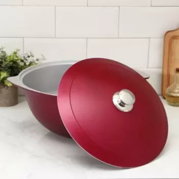 Казан, 7 л, алюминиевая крышка, литые ручки, цвет бордовый