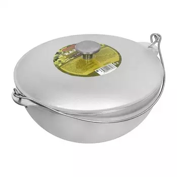 Казан алюминиевый литой BOYSCOUT, с крышкой и дужкой, 6 л, азиатская чаша, плоское дно