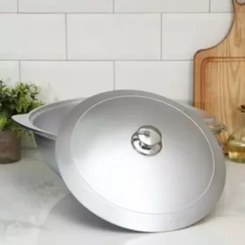 Казан KUKMARA, 6 л, с крышкой, литой алюминий, серебристый