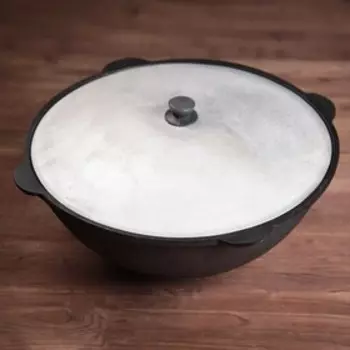 Казан Шафран, 22 л, с крышкой, круглое дно, чугун