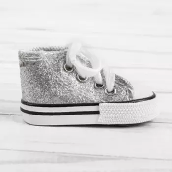 Кеды для кукол «Блёстки», длина подошвы: 7.5 см, серебряный