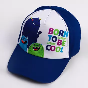 Кепка детская для мальчика Born to be cool, синяя, р-р 52-54, 5-7 лет