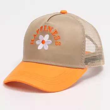 Кепка детская с сеткой Happiness, бежевая, р-р 52-54, 5-7 лет