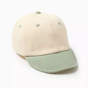 Кепка детская «Крошка Я», размер 46-48, бежевая/зелёная