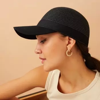 Кепка женская плетёная MINAKU, чёрная, размер 56-58