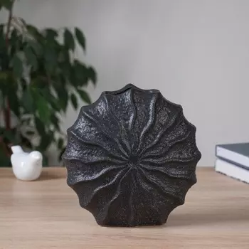 Ваза «Кайо», волна, d=72.5 см, 2119 см, керамика, чёрная