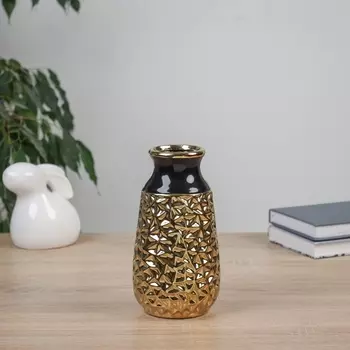 Ваза «Калеб», 209.5 см, керамика, чёрно-золотая