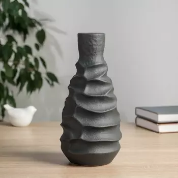 Ваза «Майлз», d=5 см, 24.511 см, керамика, чёрная