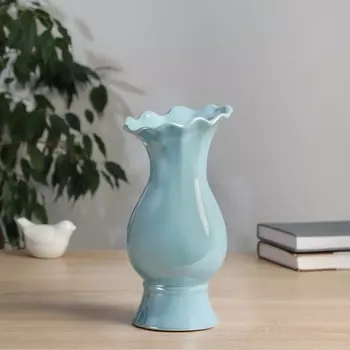 Ваза «Филикс», d=6 см, 22.59 см, керамика, голубая