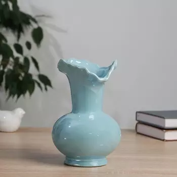 Ваза «Изекил», d=10 см, h=17 см, керамика, голубая