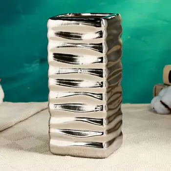 Ваза «Кина», 920 см, керамика, серебристая