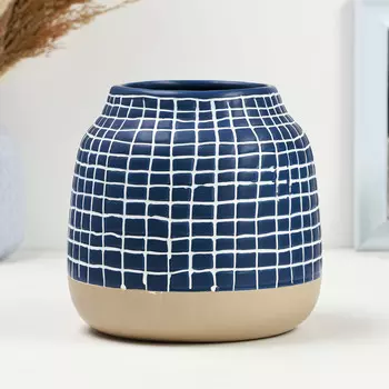 Ваза «Клетка», 151515.5 см, керамика, синяя